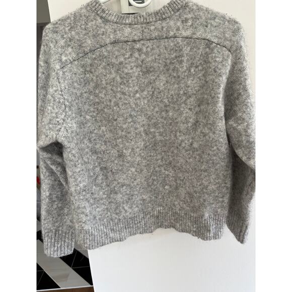J Crew Reimagined By Womens L Light Gray Cropped Crewneck Sweater Pullover - Picture 5 of 6